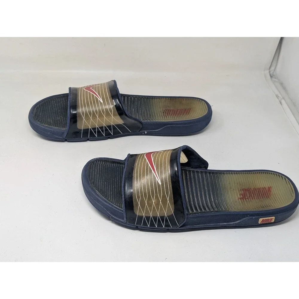 Vintage Nike Slide Sandals Men's Size 13 90s Y2K Blue Brown